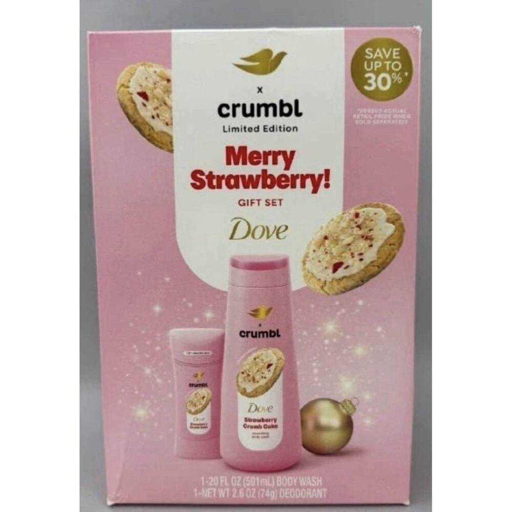 NIB Dove x Crumbl Limited Edition Merry Strawberry 2 pcs Gift Set